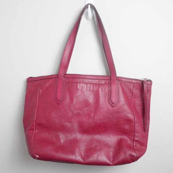 Fossil Leather Y2K Sydney Shopper Tote Red Shoulder Bag Purse Handbag With Flaws - Picture 2 of 15
